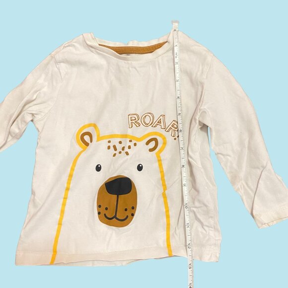 🐻 George Toddler Long Sleeve Tee – White “ROAR” Bear Graphic Top (Size 2T) - Picture 5 of 6